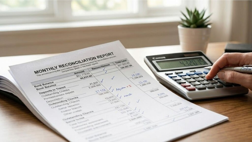 Financial statement with calculator
