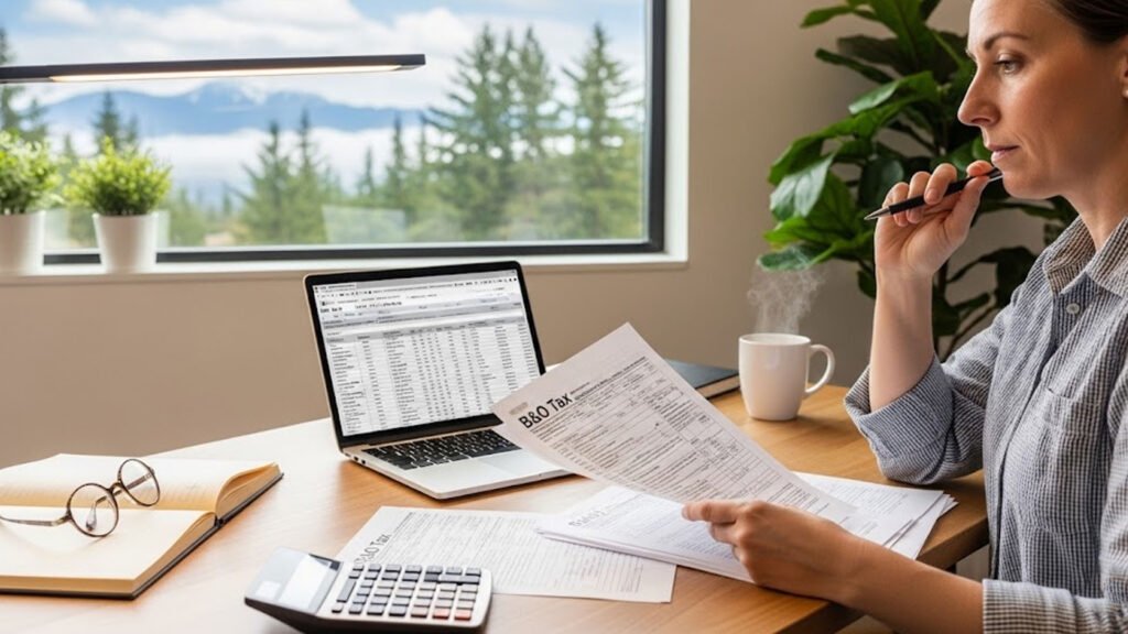 Seattle small business owner reviewing B&O tax documents
