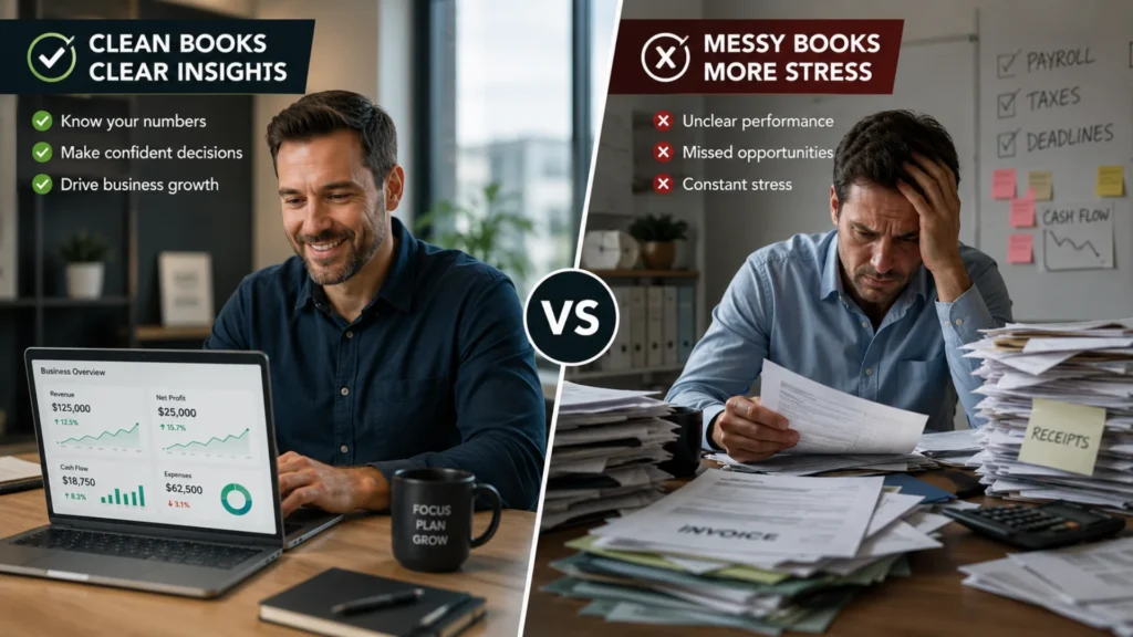 Contrast between proactive and reactive financial management for business owners